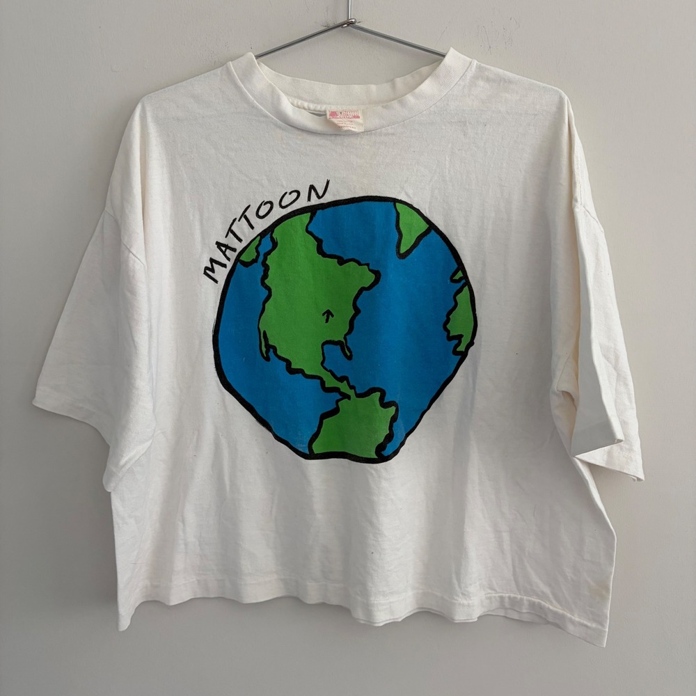 Vintage White House Heavy-T Mattoon Earth Graphic T-Shirt White One Size